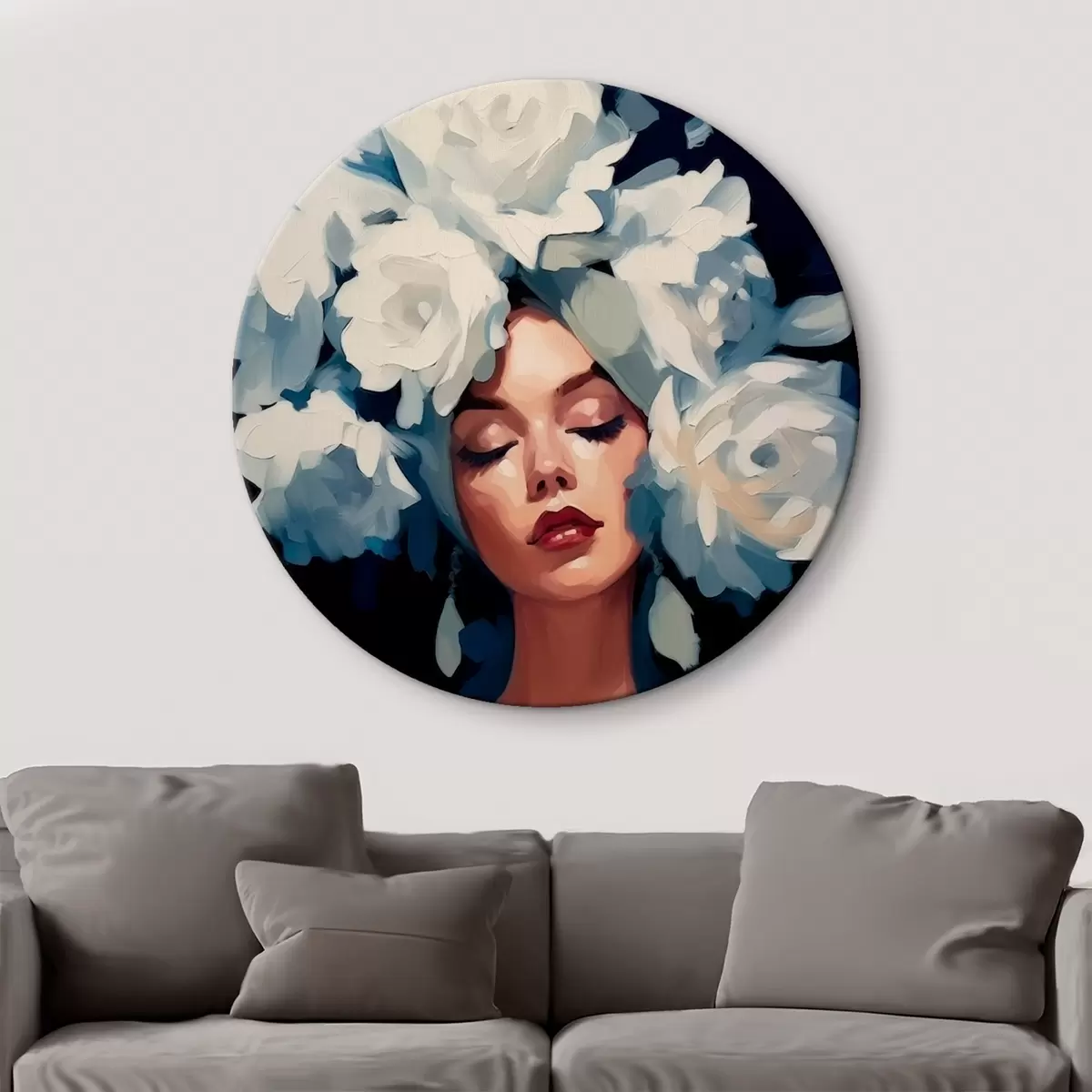 Tableaux rondes Fille dans les fleurs r46419