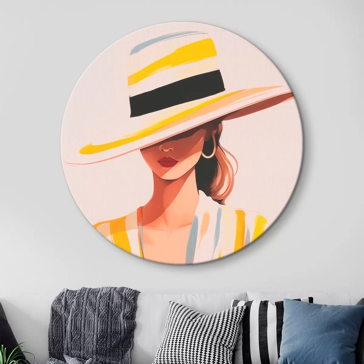 Tableaux rondes Fille au chapeau r46421