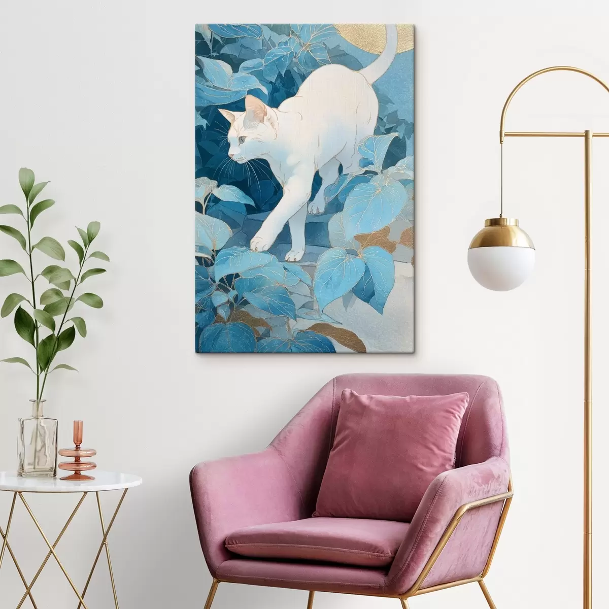 Tableau Chat parmi les feuilles s46362