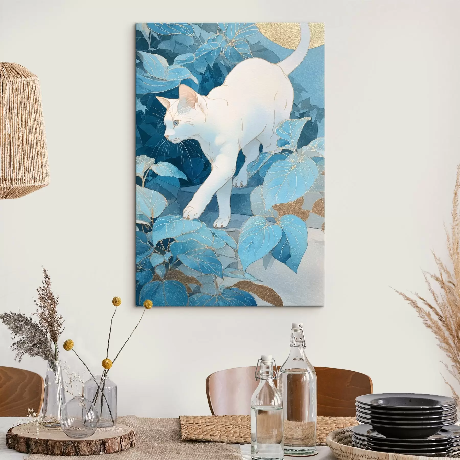 Tableau Chat parmi les feuilles s46362