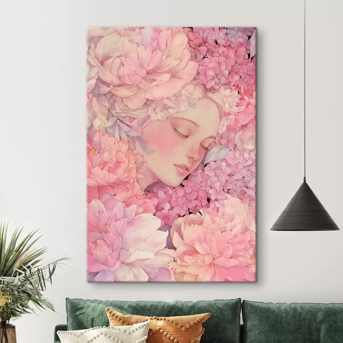 Tableau Visages avec des pivoines s46363
