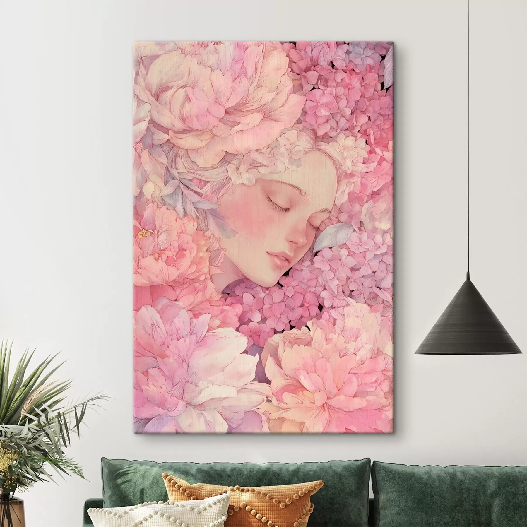 Tableau Visages avec des pivoines s46363 Tableau Visages avec des pivoines s46363