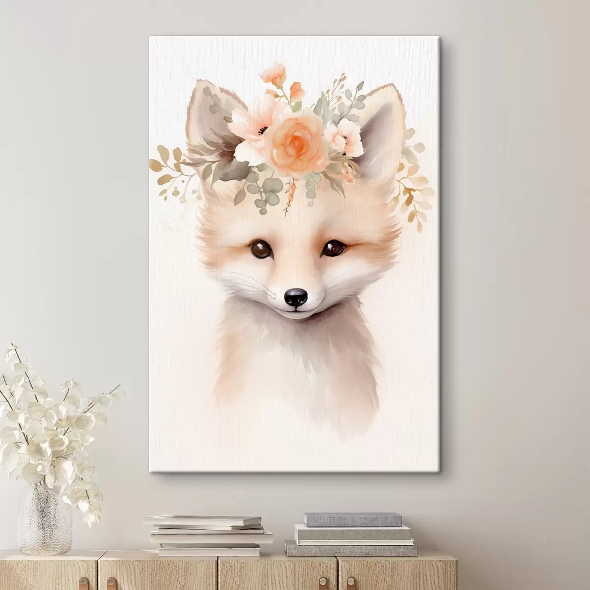Tableau Renard avec des fleurs s46381