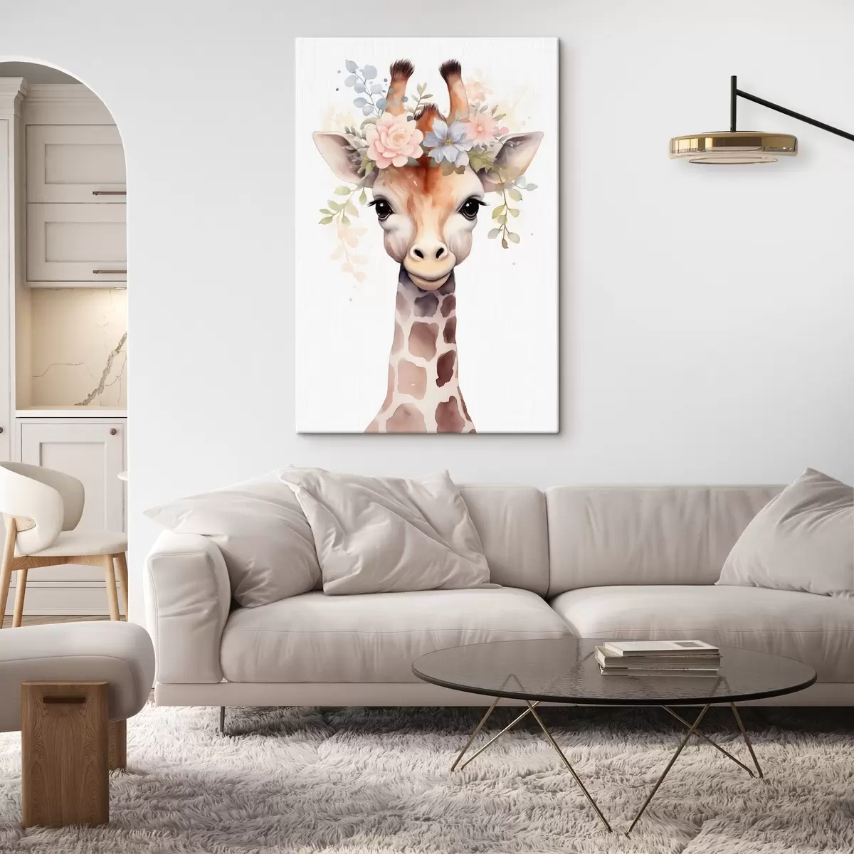 Tableau Girafe avec des fleurs s46382