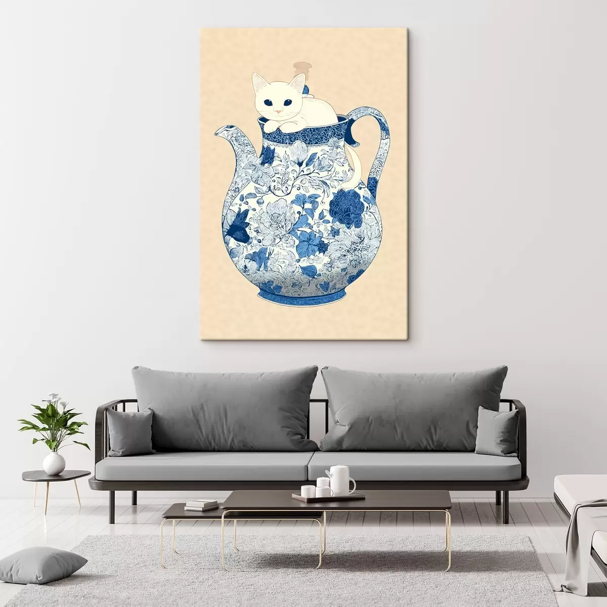 Tableau Chat dans une cruche s46432