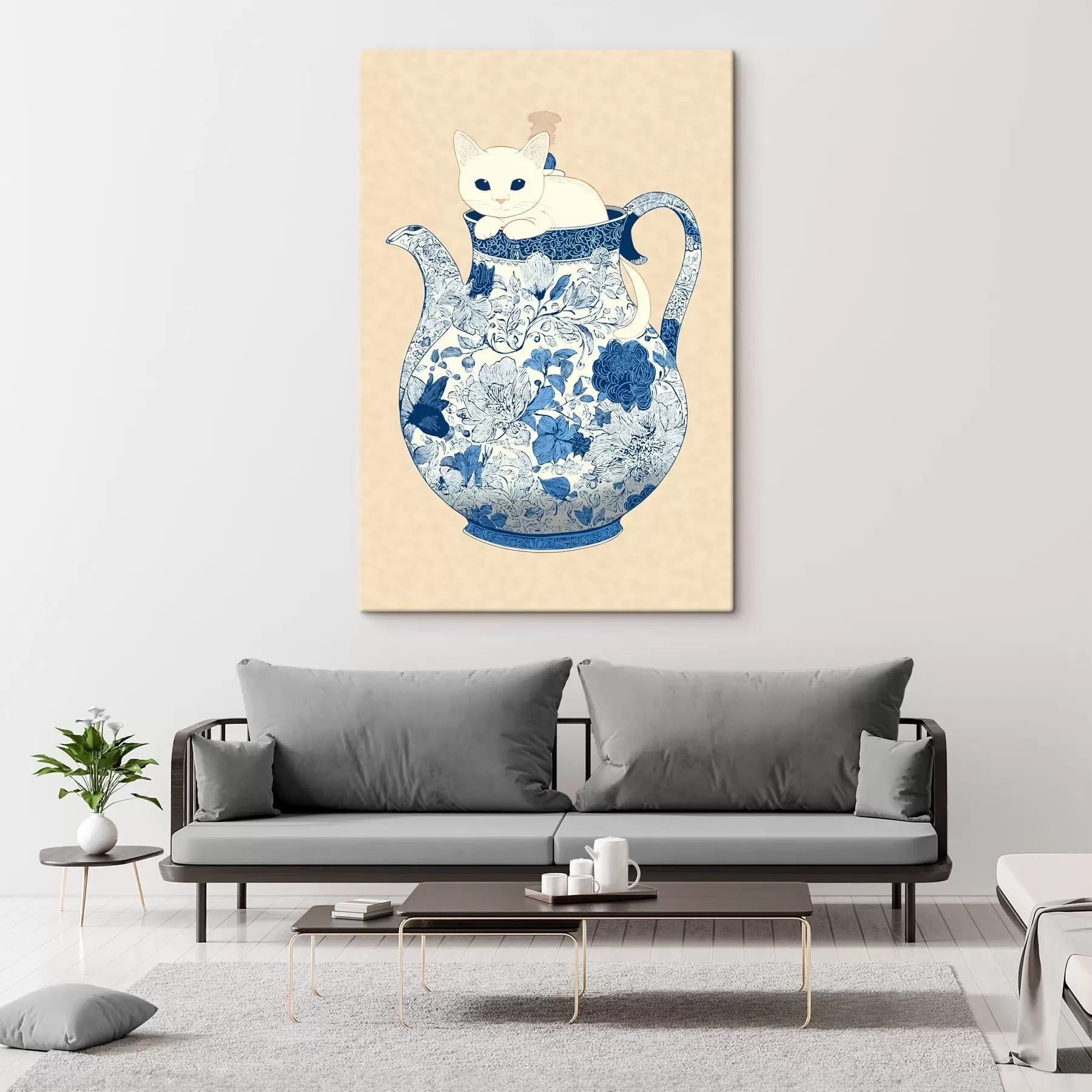 Tableau Chat dans une cruche s46432