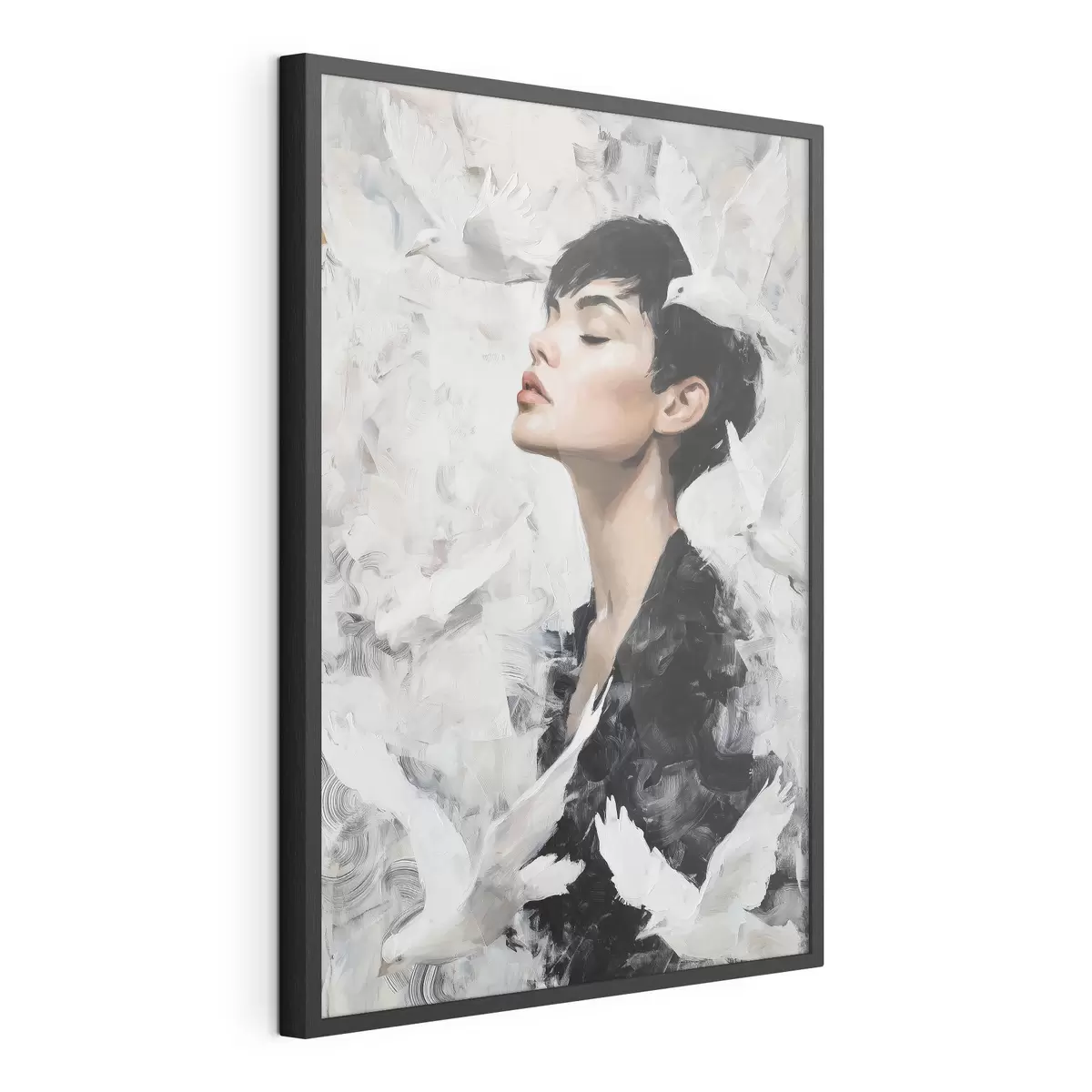 Poster Fille et oiseaux f46365