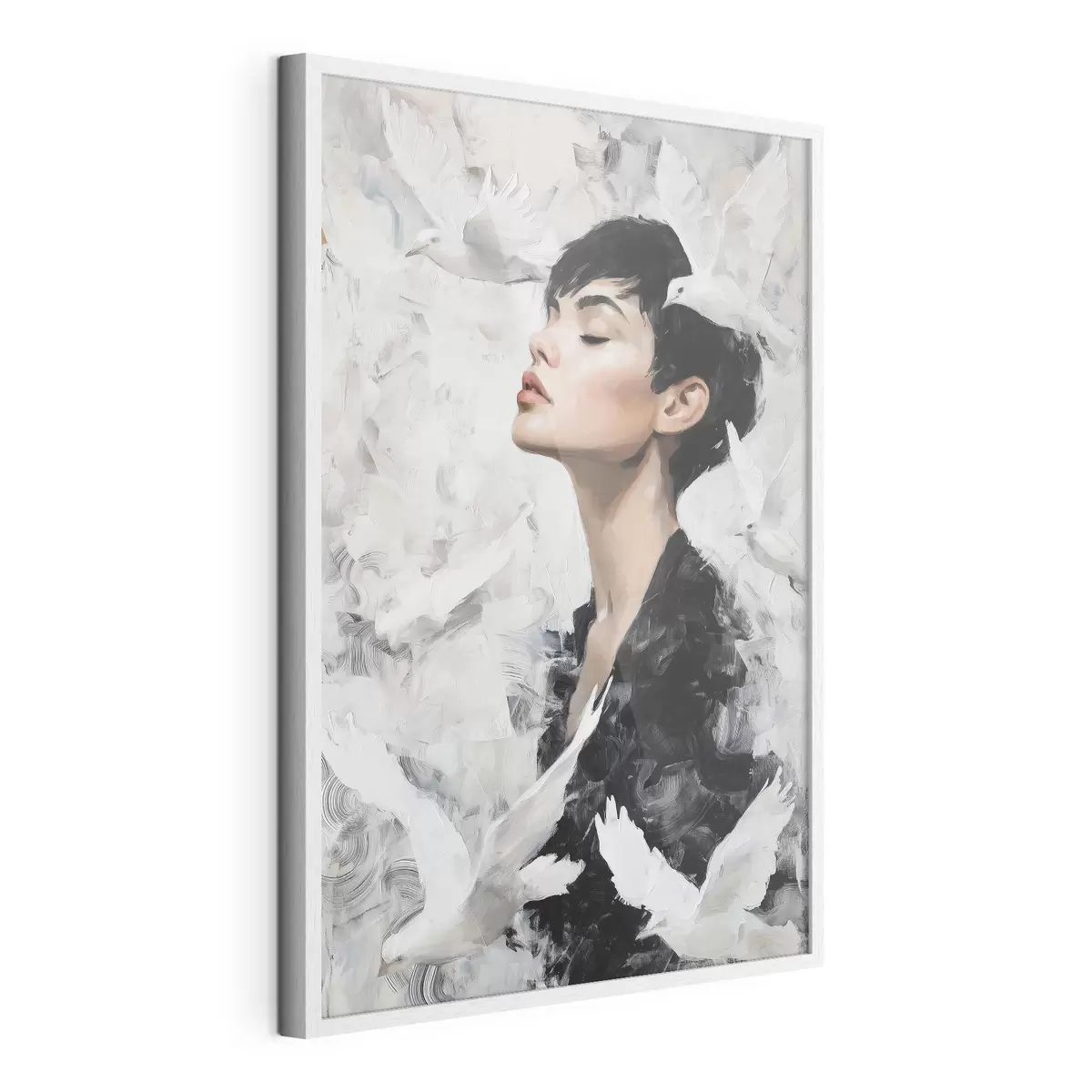 Poster Fille et oiseaux f46365