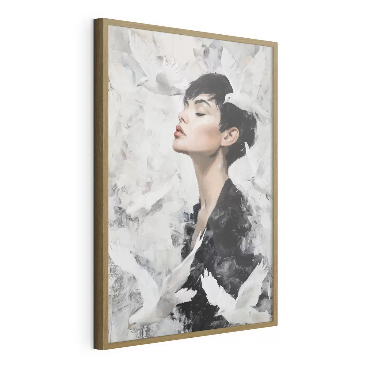 Poster Fille et oiseaux f46365