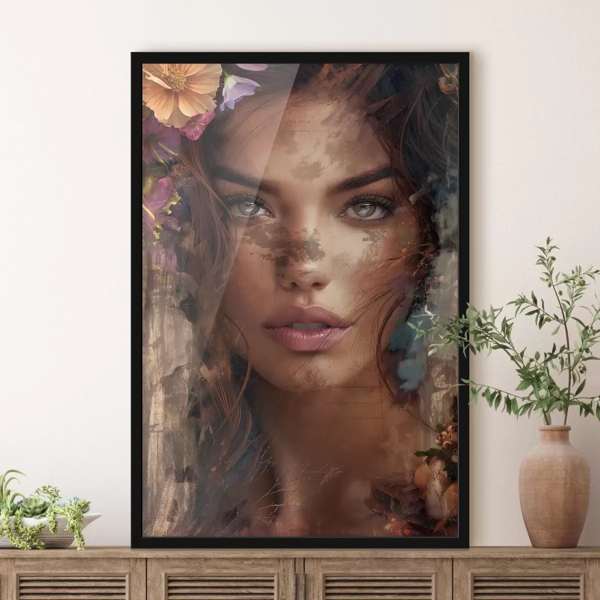 Poster Visage de fille avec de la peinture f46379