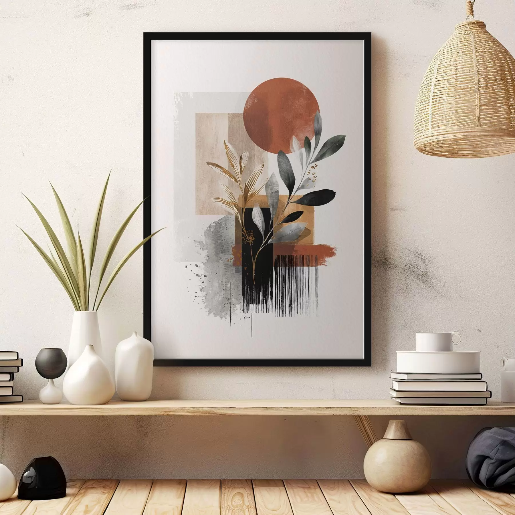 Papier peint Géométrie et abstraction des feuilles f46388