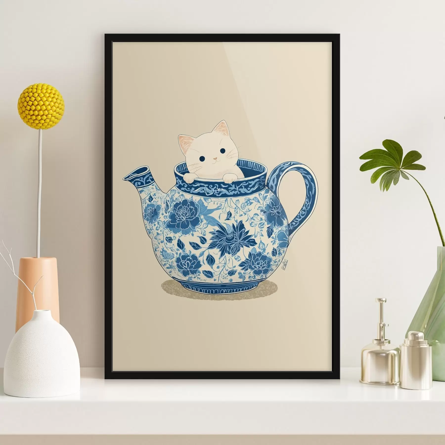 Papier peint Chat dans une théière f46431
