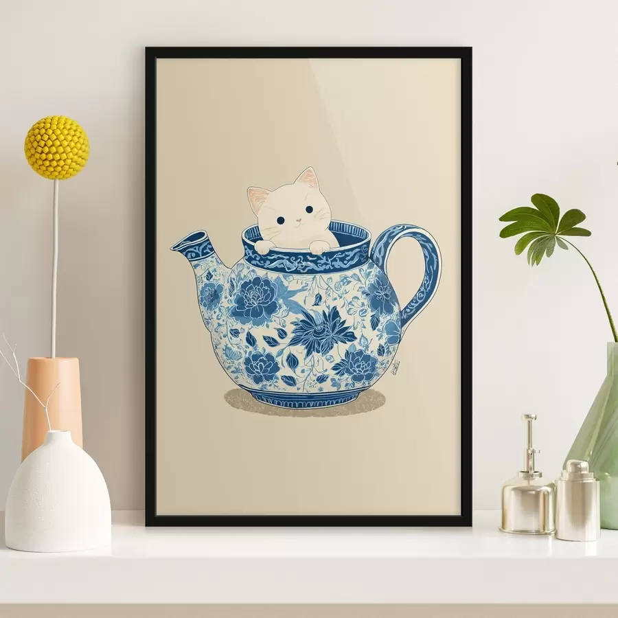 Papier peint Chat dans une théière f46431