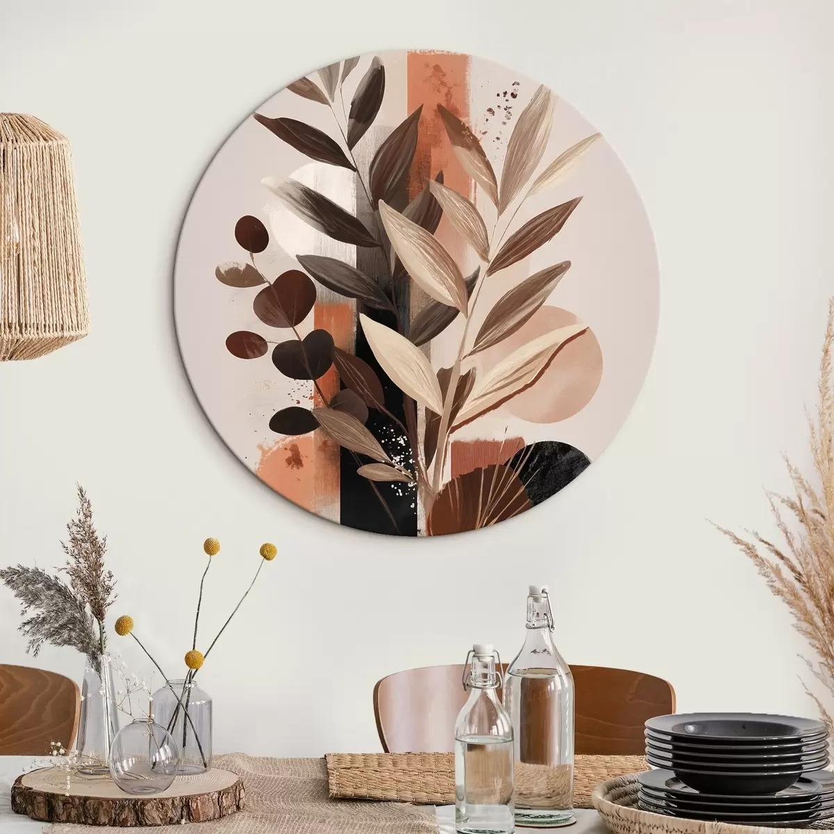 Tableaux rondes Feuilles abstraites r46376