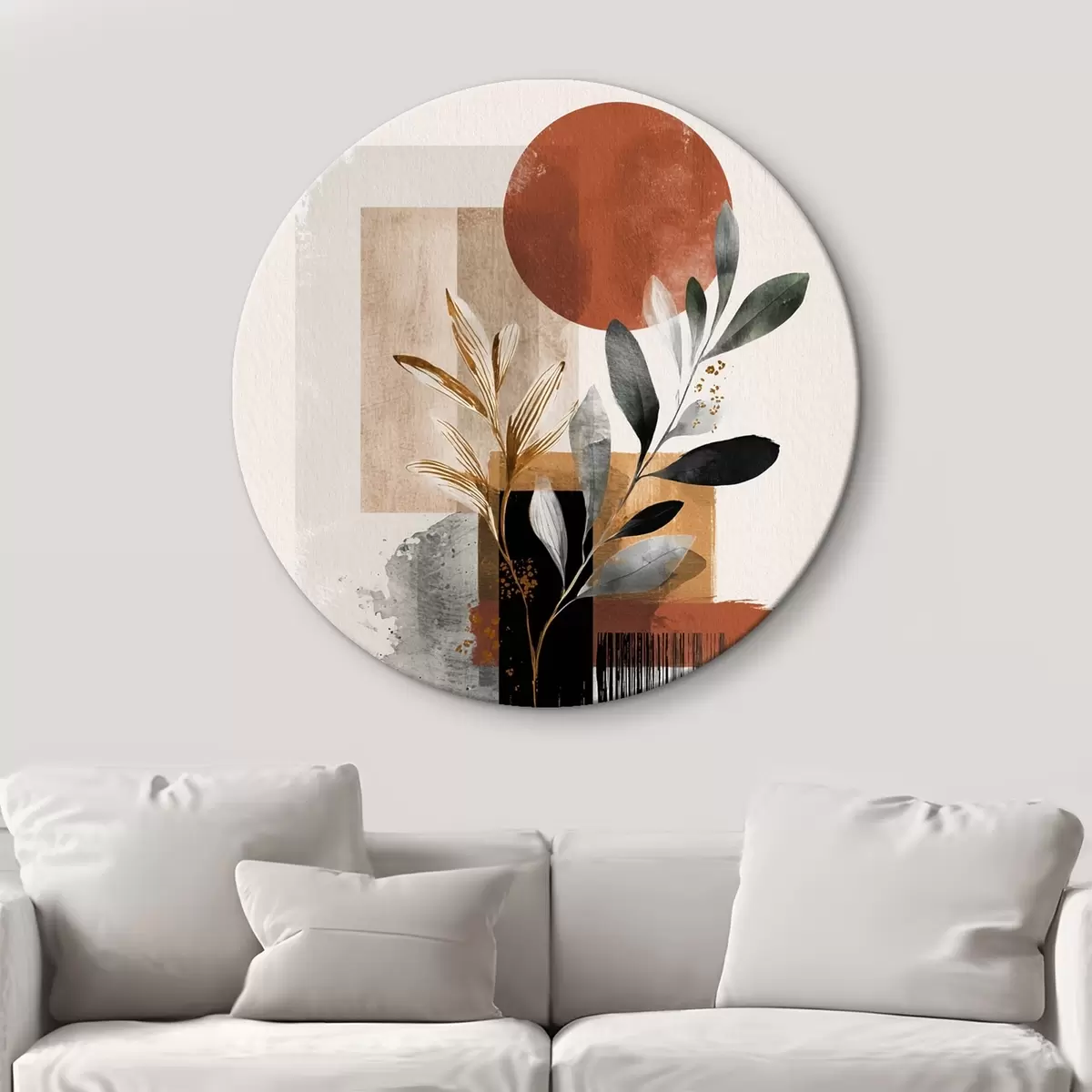 Tableaux rondes Géométrie et abstraction des feuilles r46388