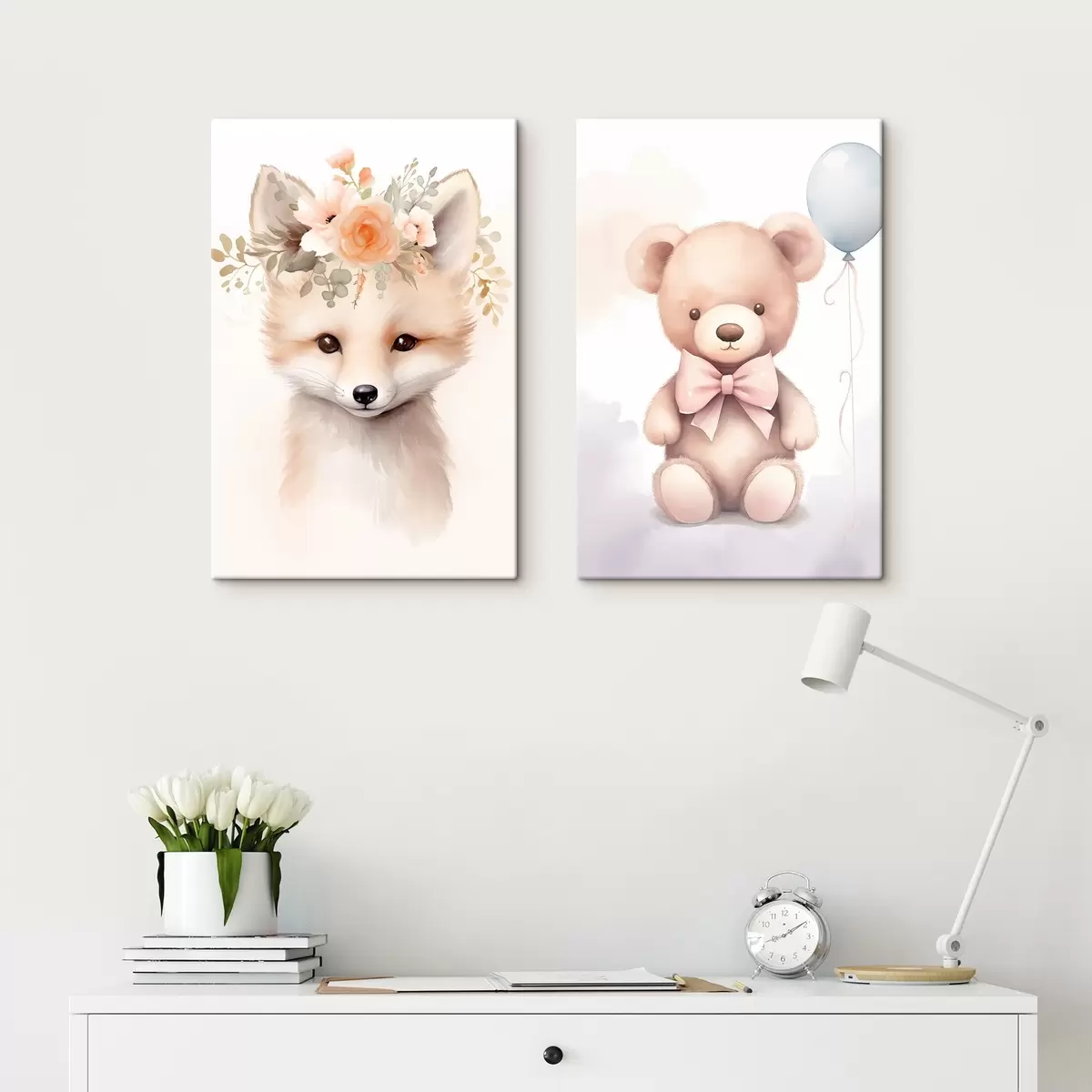 Tableau Renard et ours m00921