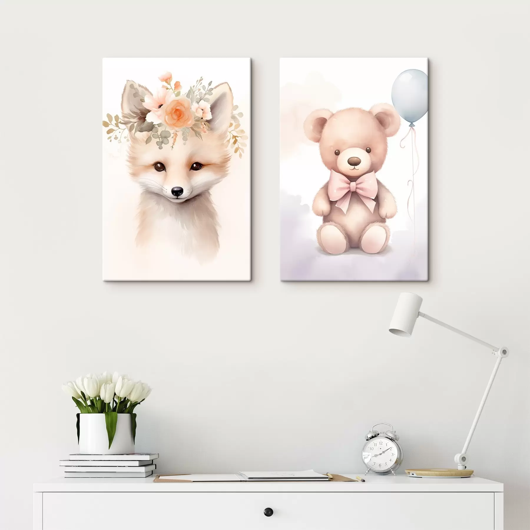 Tableau Renard et ours m00921