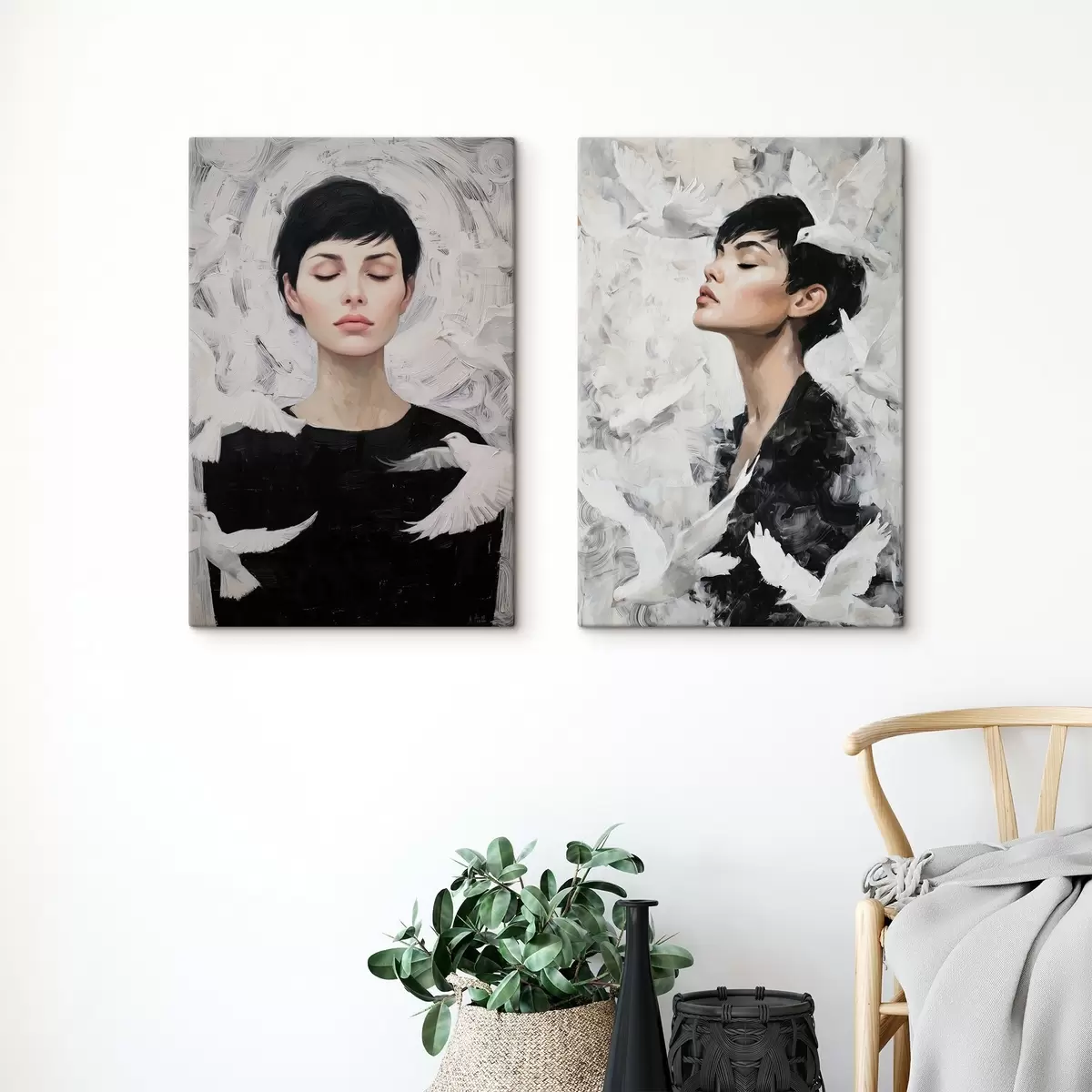 Tableau Femme aux colombes m00923