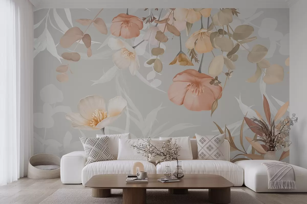 Papier peint Fleurs dans le feuillage w04779
