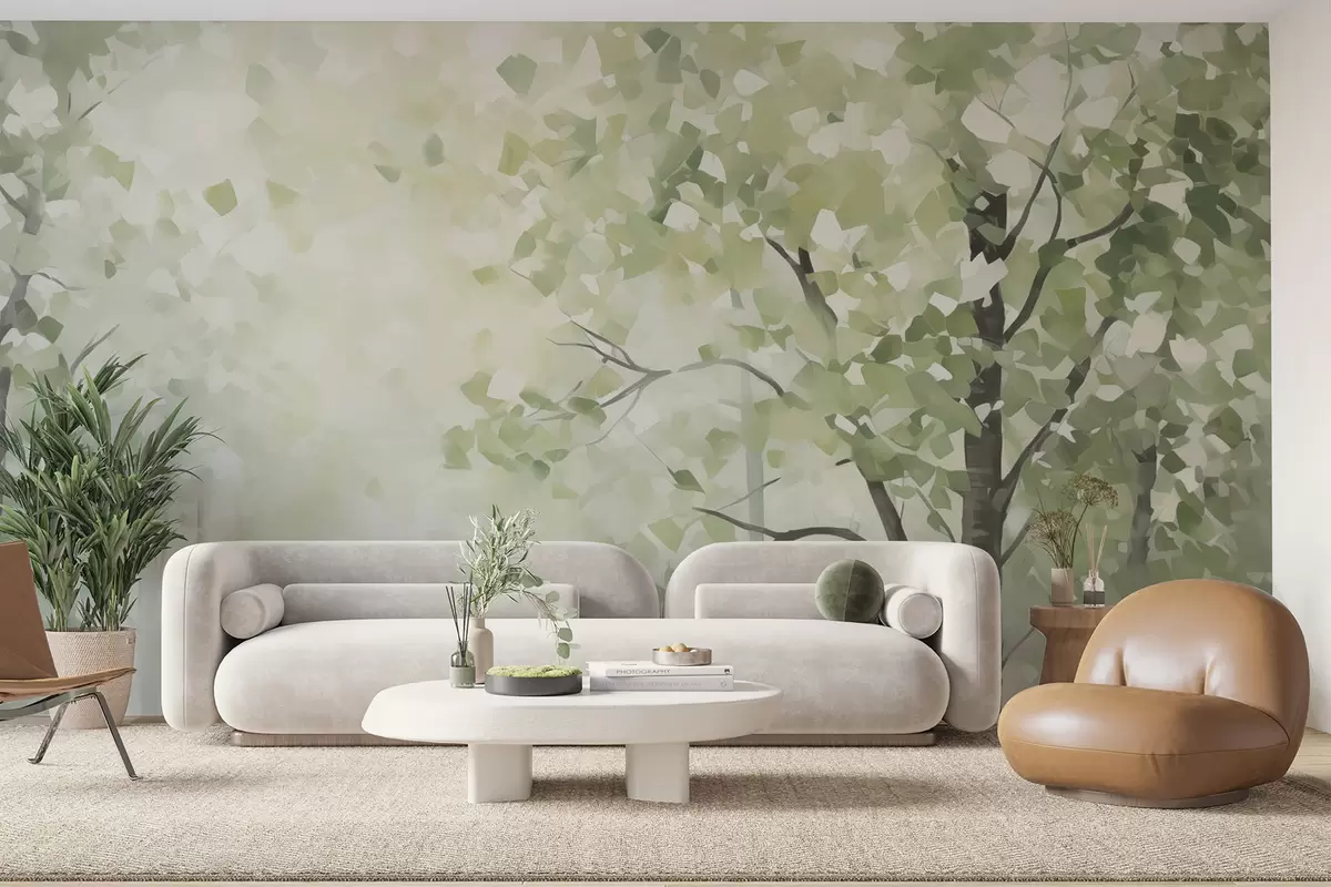Papier peint Arbres abstraits imitation de peinture w04781