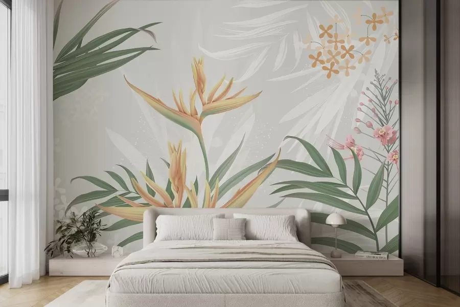 Papier peint Fleurs exotiques de Strelitzia dans le feuillage w04783 buy France - Uwalls.fr Papier peint Fleurs exotiques de Strelitzia dans le feuillage w04783