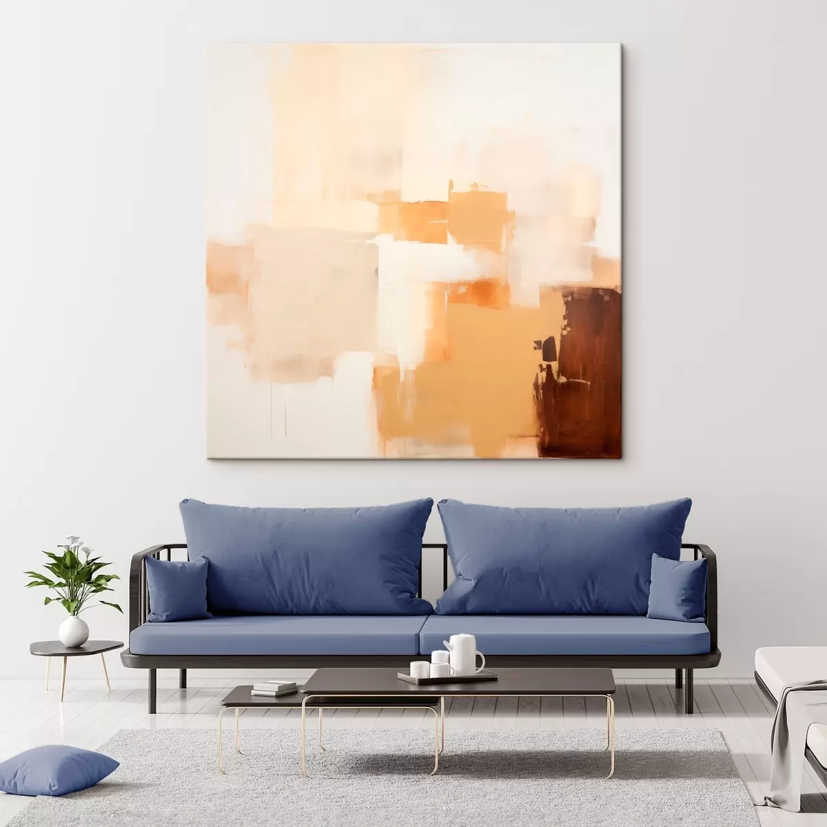 Tableau Formes géométriques beiges et marron dans un style abstrait s46306