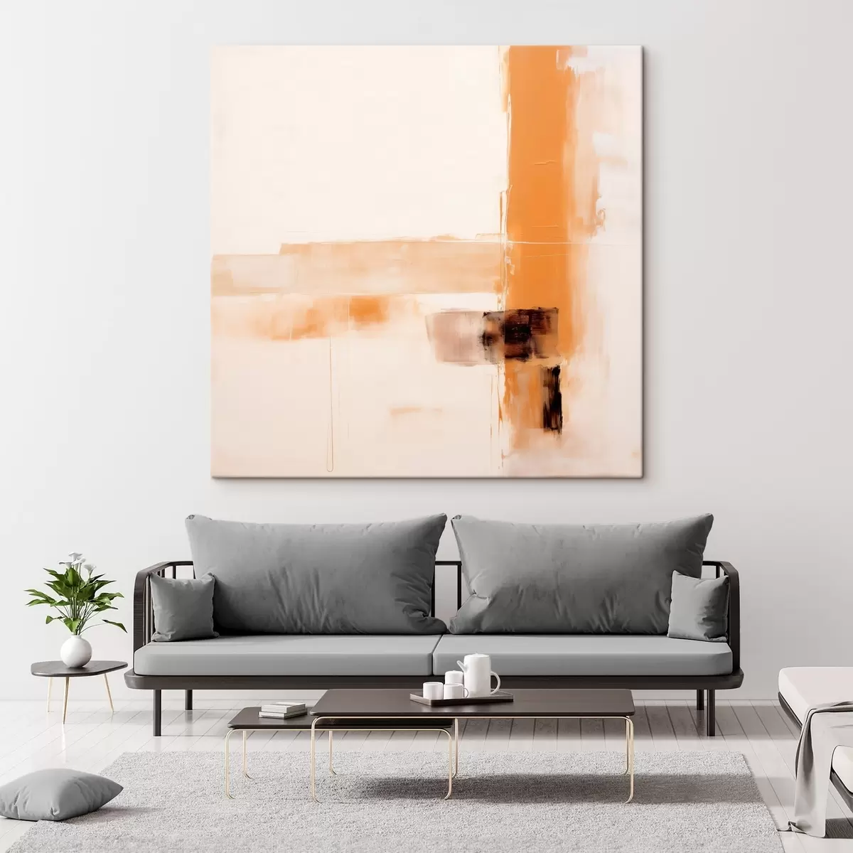 Tableau Abstraction orange et marron s46307