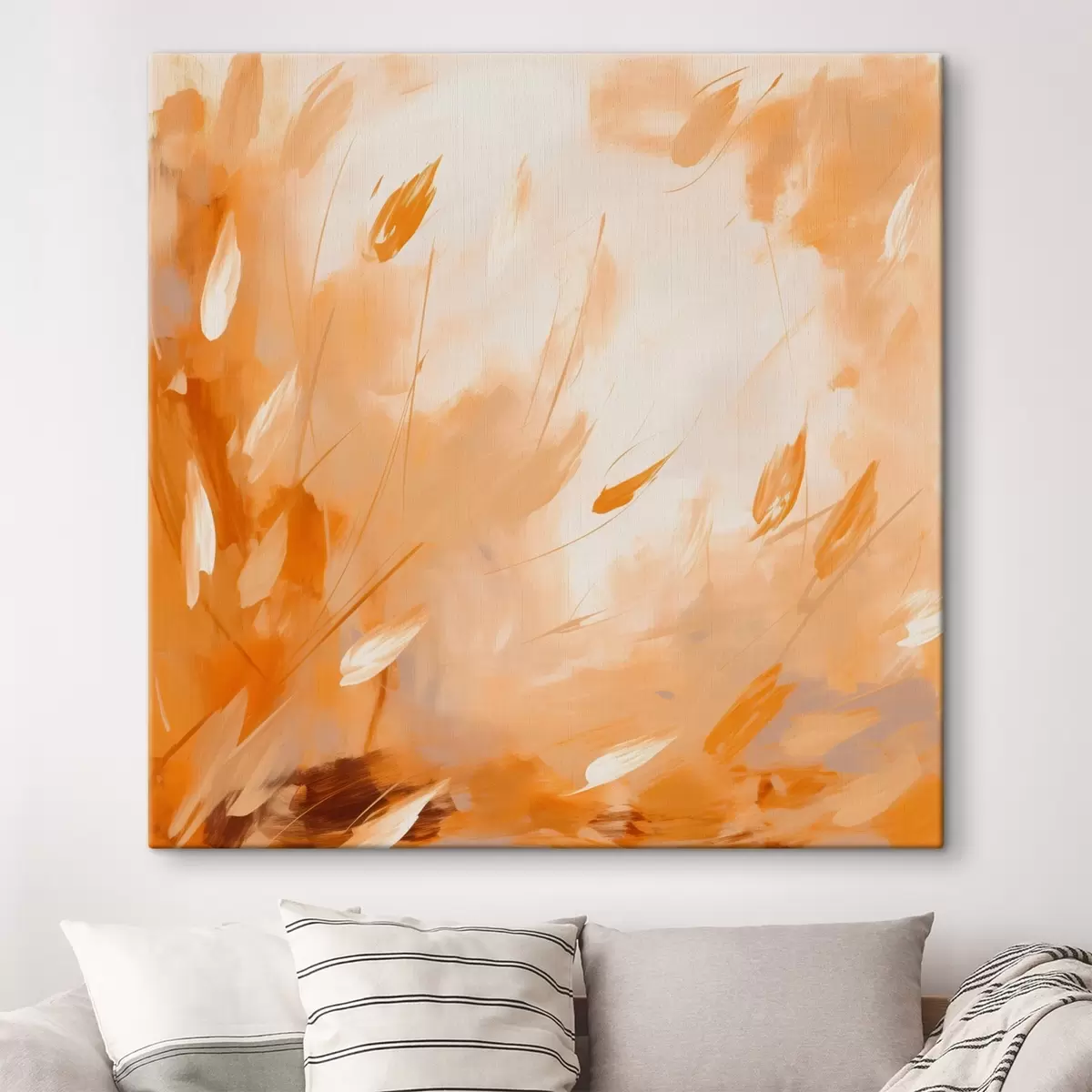 Tableau Pétales et tiges abstraits dans un style huile s46319