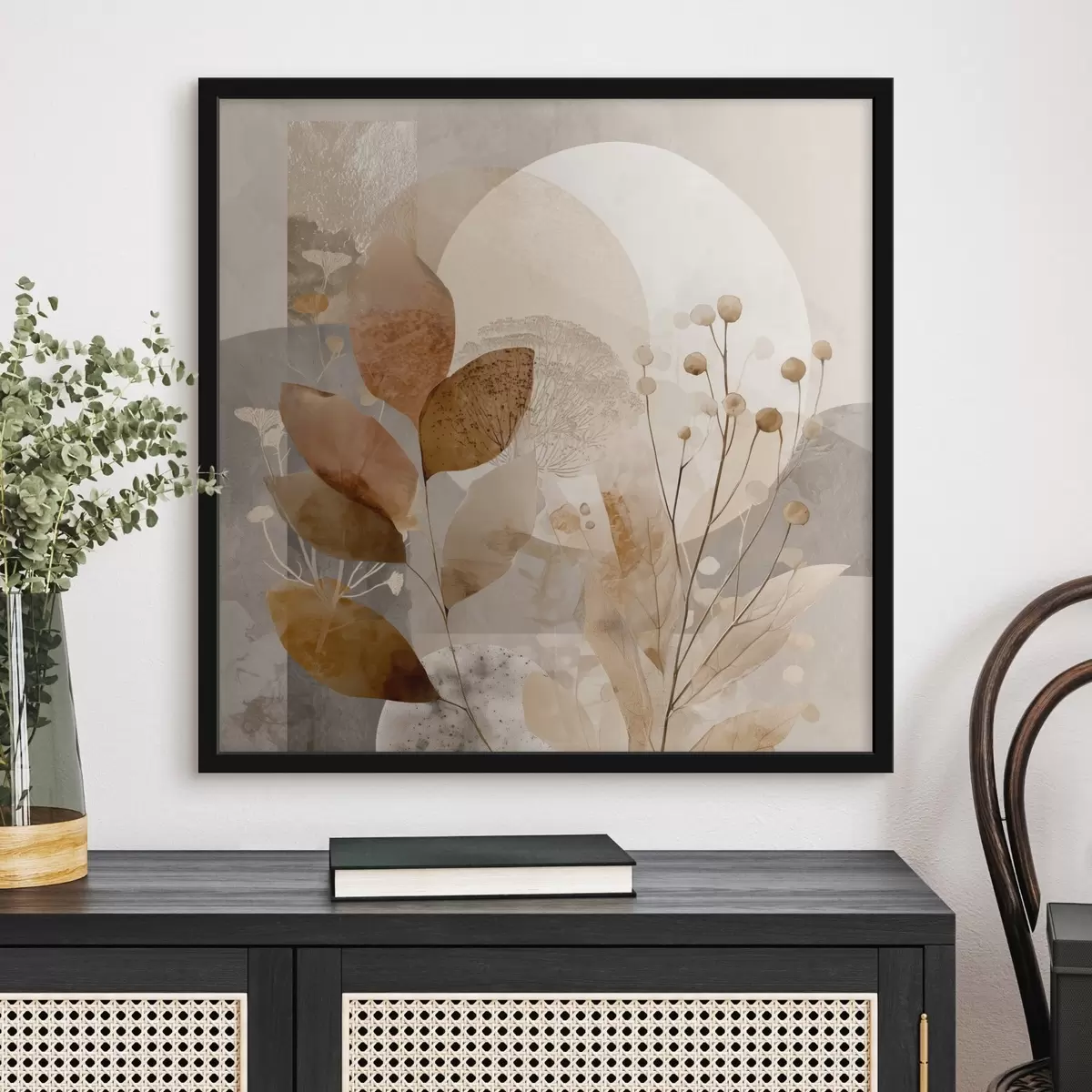 Poster Motif floral beige et marron f46308