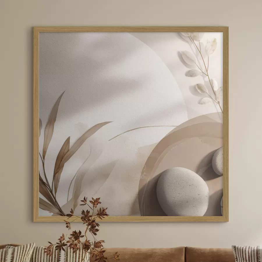 Papier peint Pierres et ombres sur le mur dans des tons beiges f46311