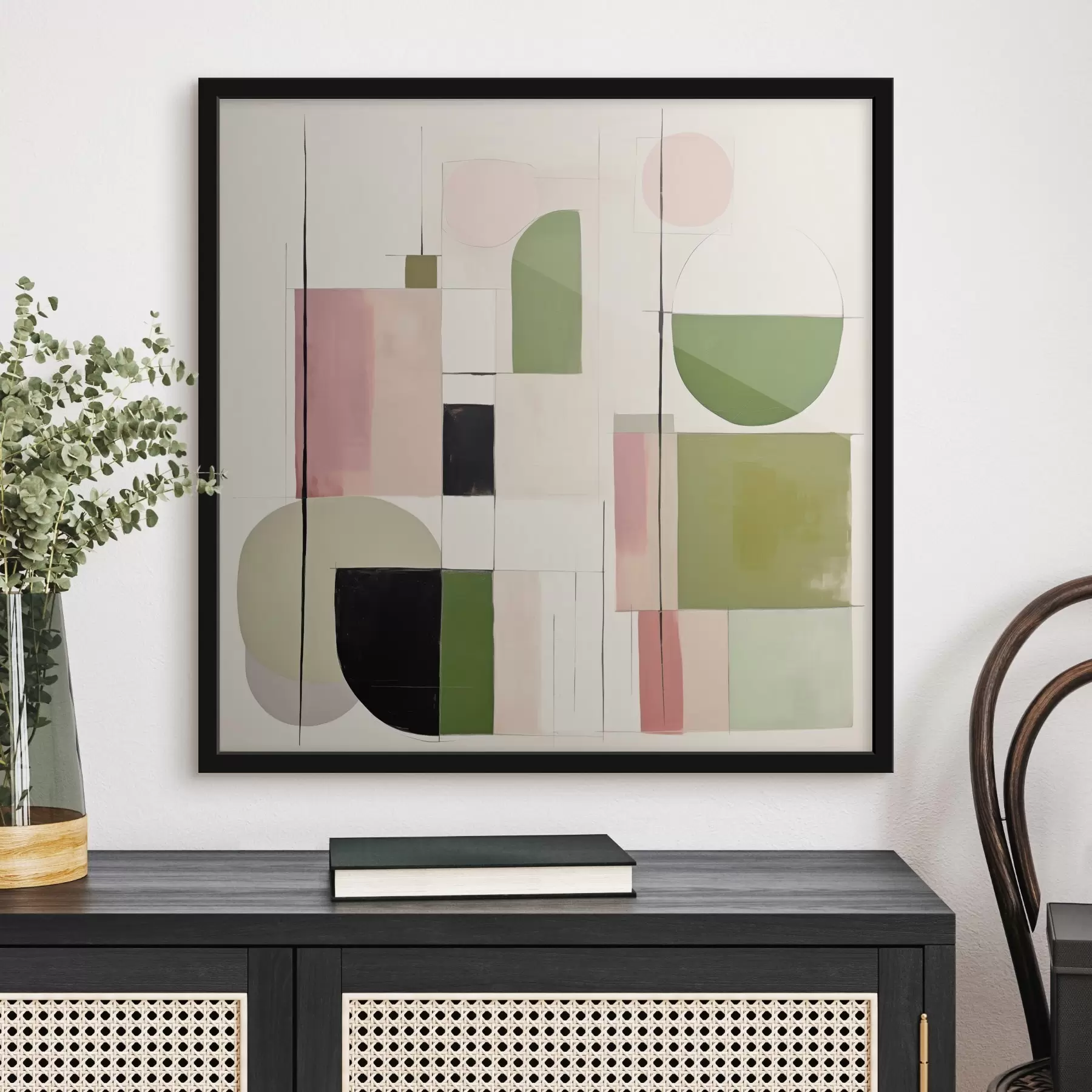 Papier peint Art abstrait avec des blocs et des lignes colorés f46313