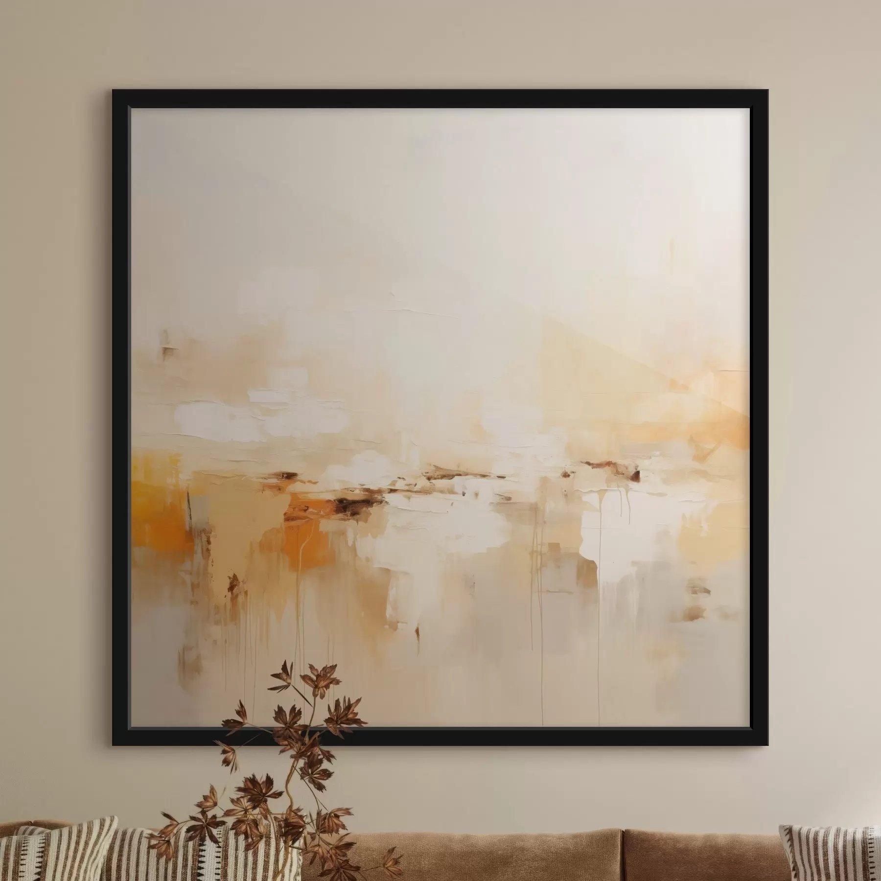 Papier peint Abstraction légère de style huile avec des accents orange f46315