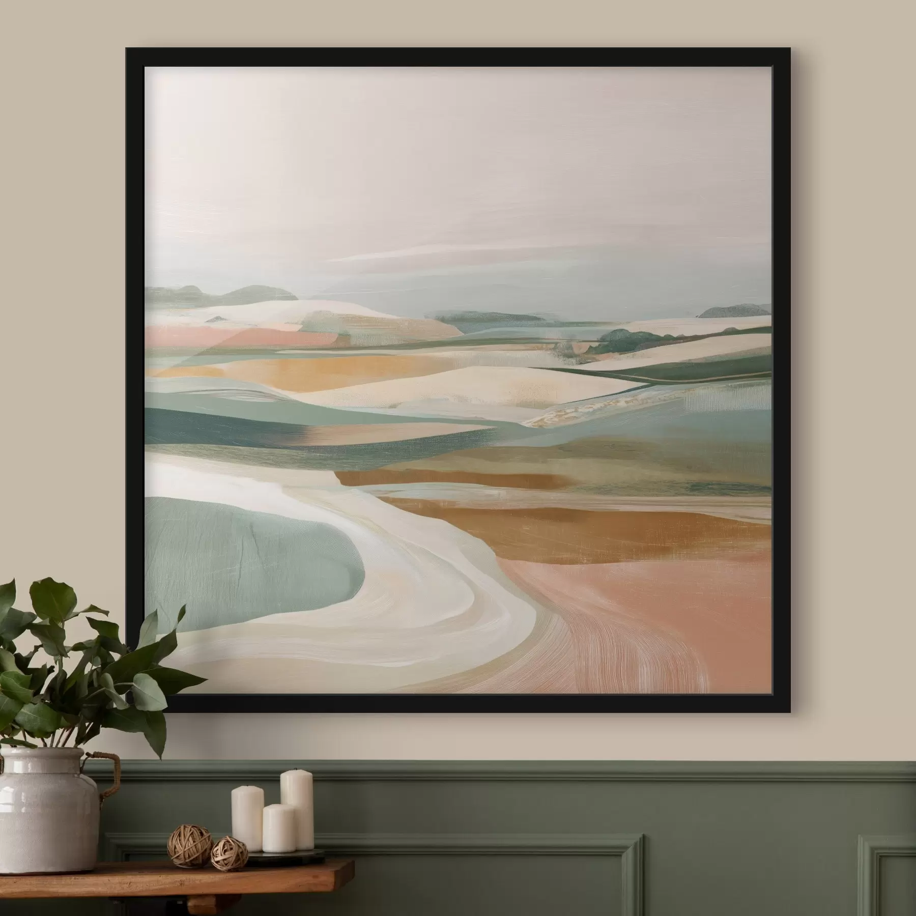 Papier peint Vue champêtre avec champs et route dans un style aquarelle f46317