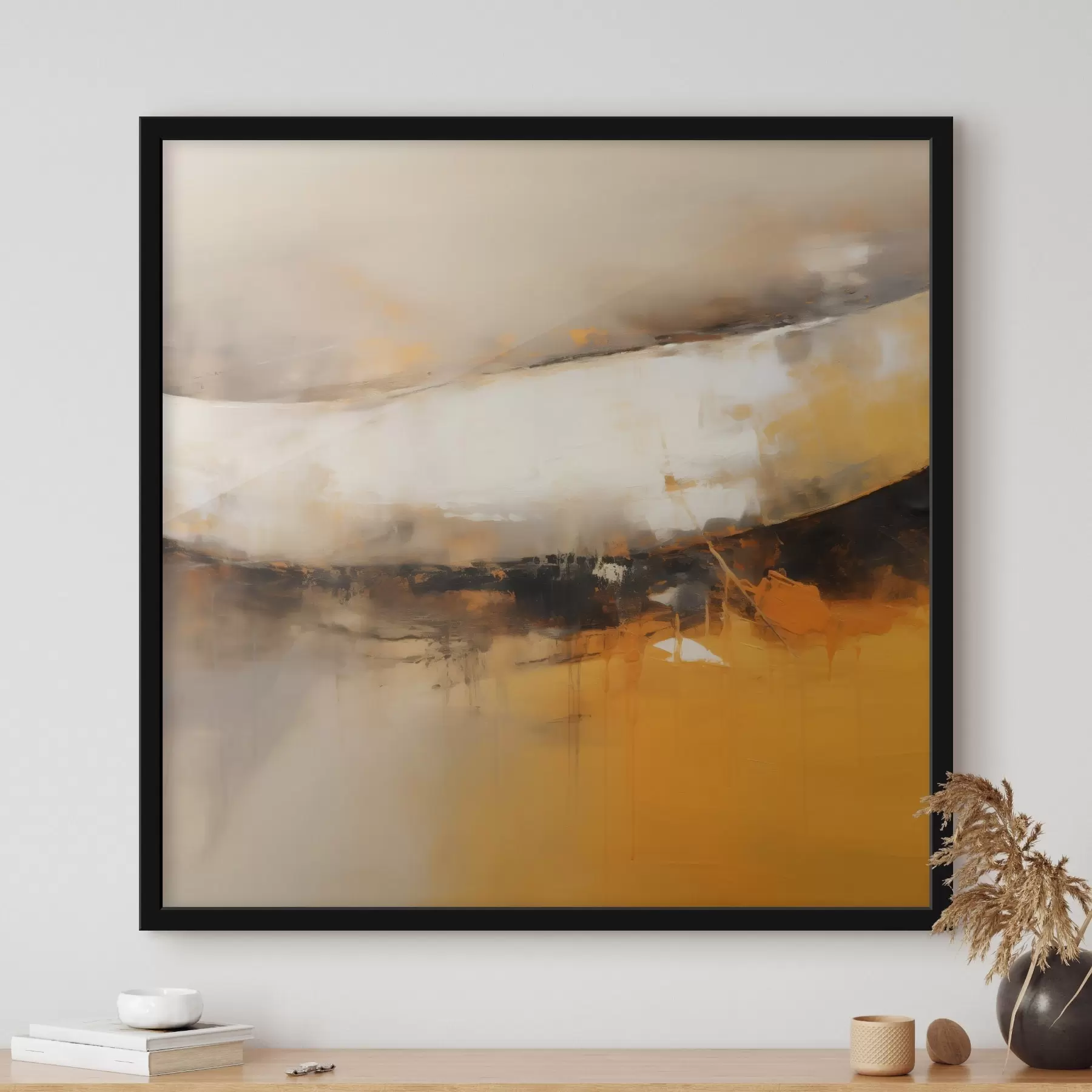 Papier peint Composition dynamique aux tons orange et foncés f46318