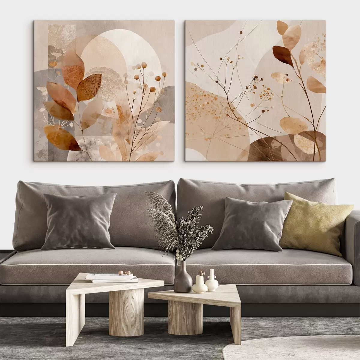 Tableau Composition florale abstraite en deux parties m00892