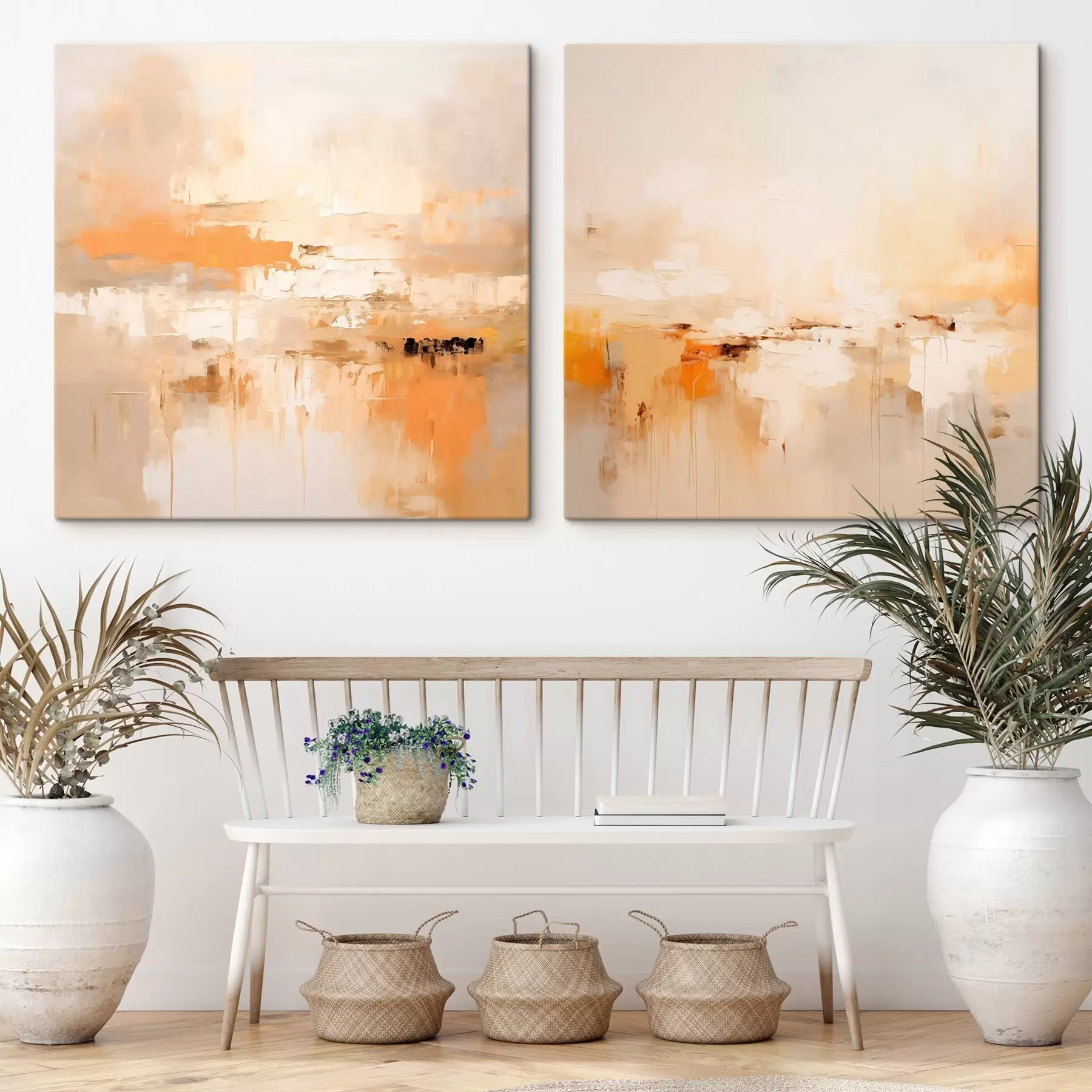 Tableau Peinture abstraite lumineuse aux teintes automnales m00895