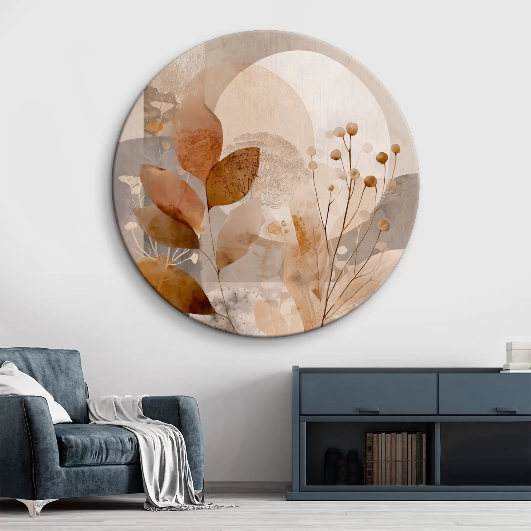 Tableau Motif floral beige et marron r46308