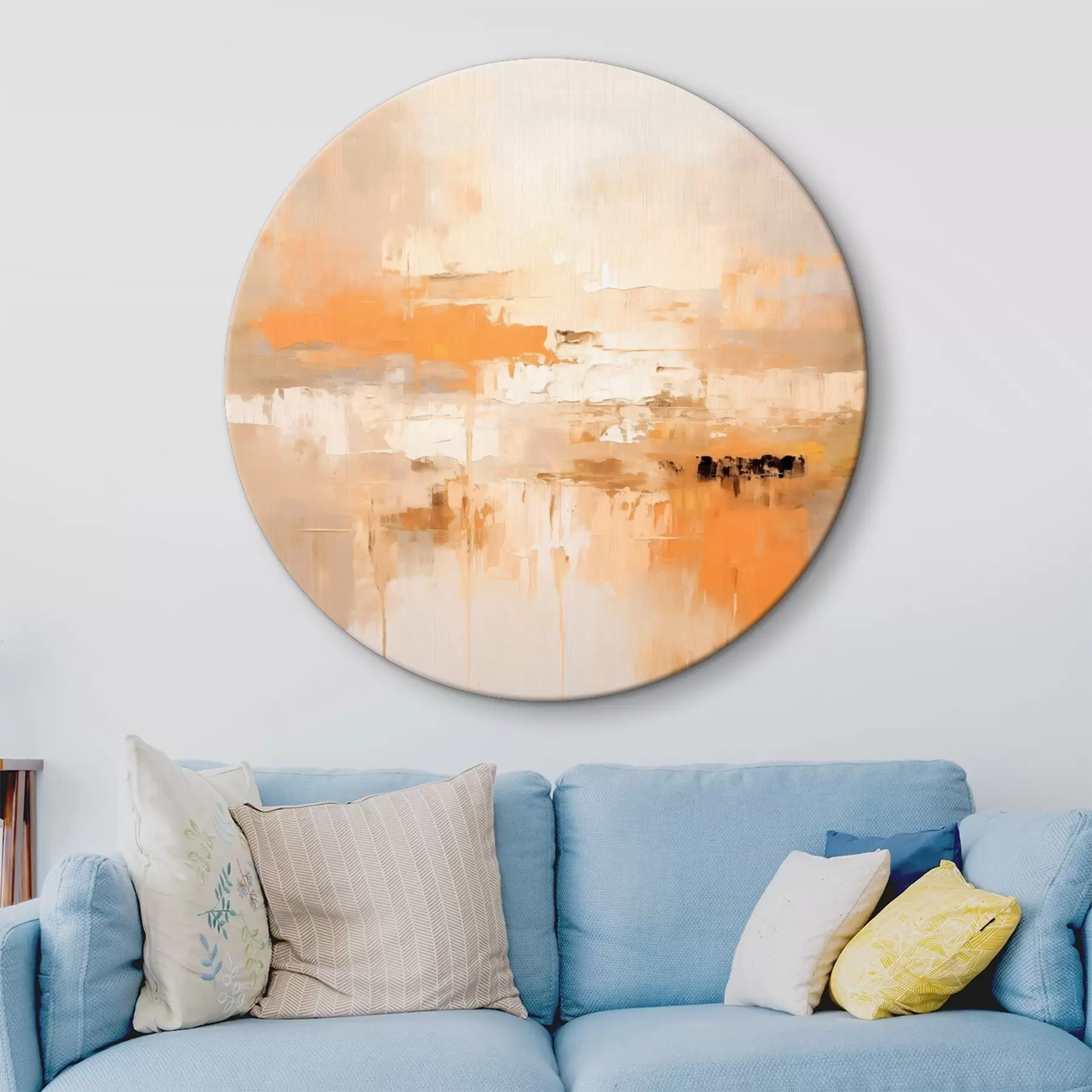 Tableau Abstraction paysagère dans un style huileux avec des tons orange et beige r46314