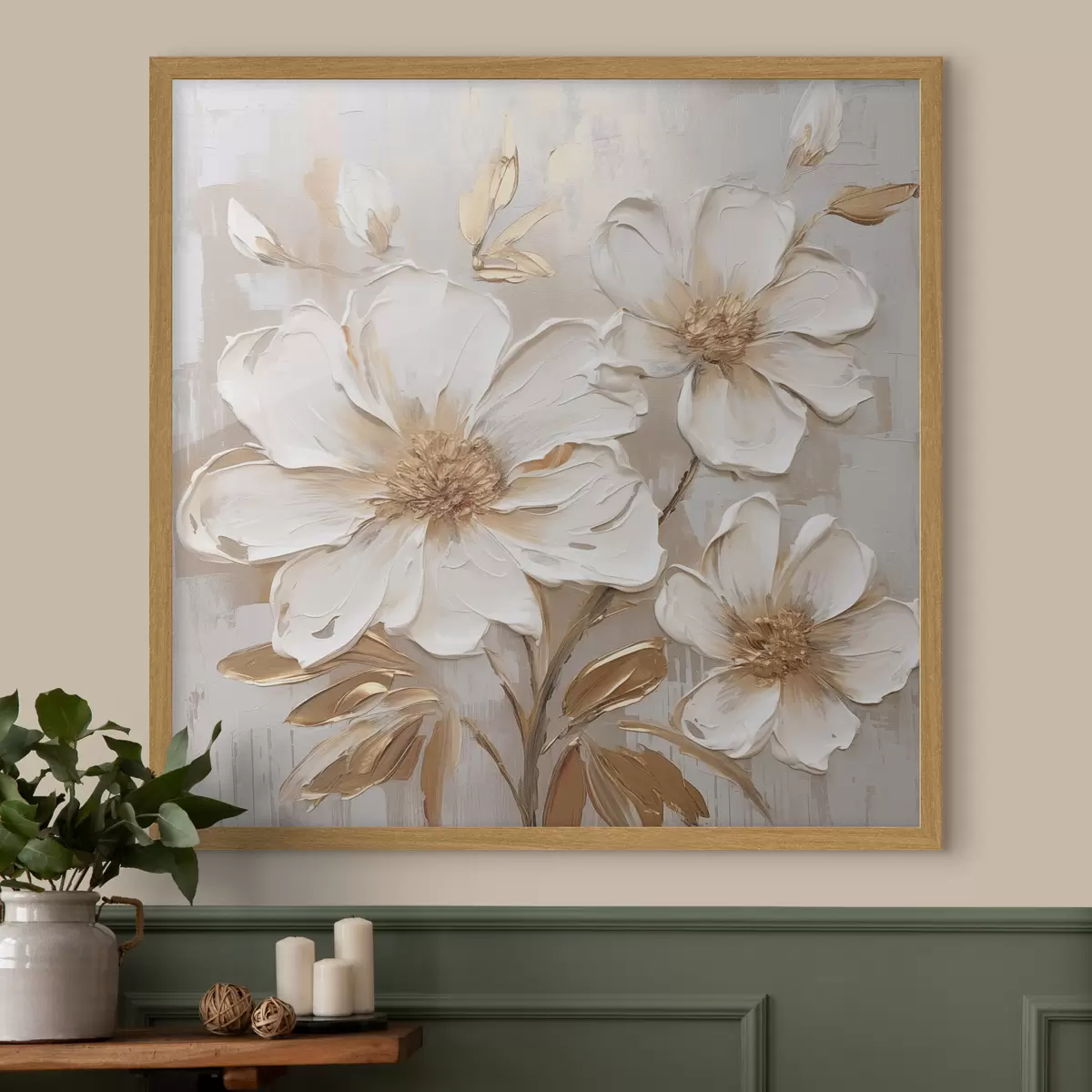 Poster Fleurs texturées sur fond clair aux nuances chaudes f46166