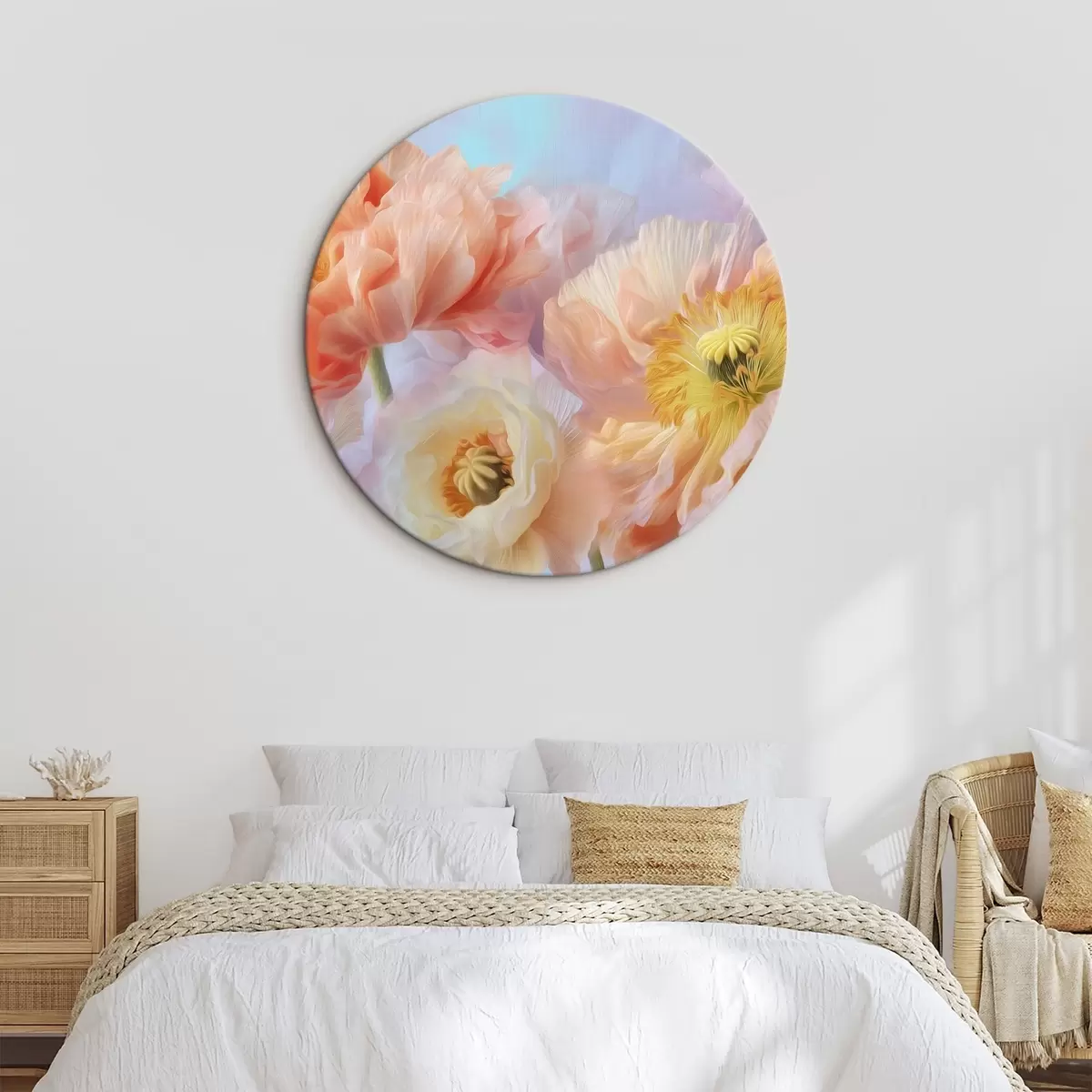 Tableaux rondes Fleurs délicates aux tons pastel avec un éclairage doux r46160