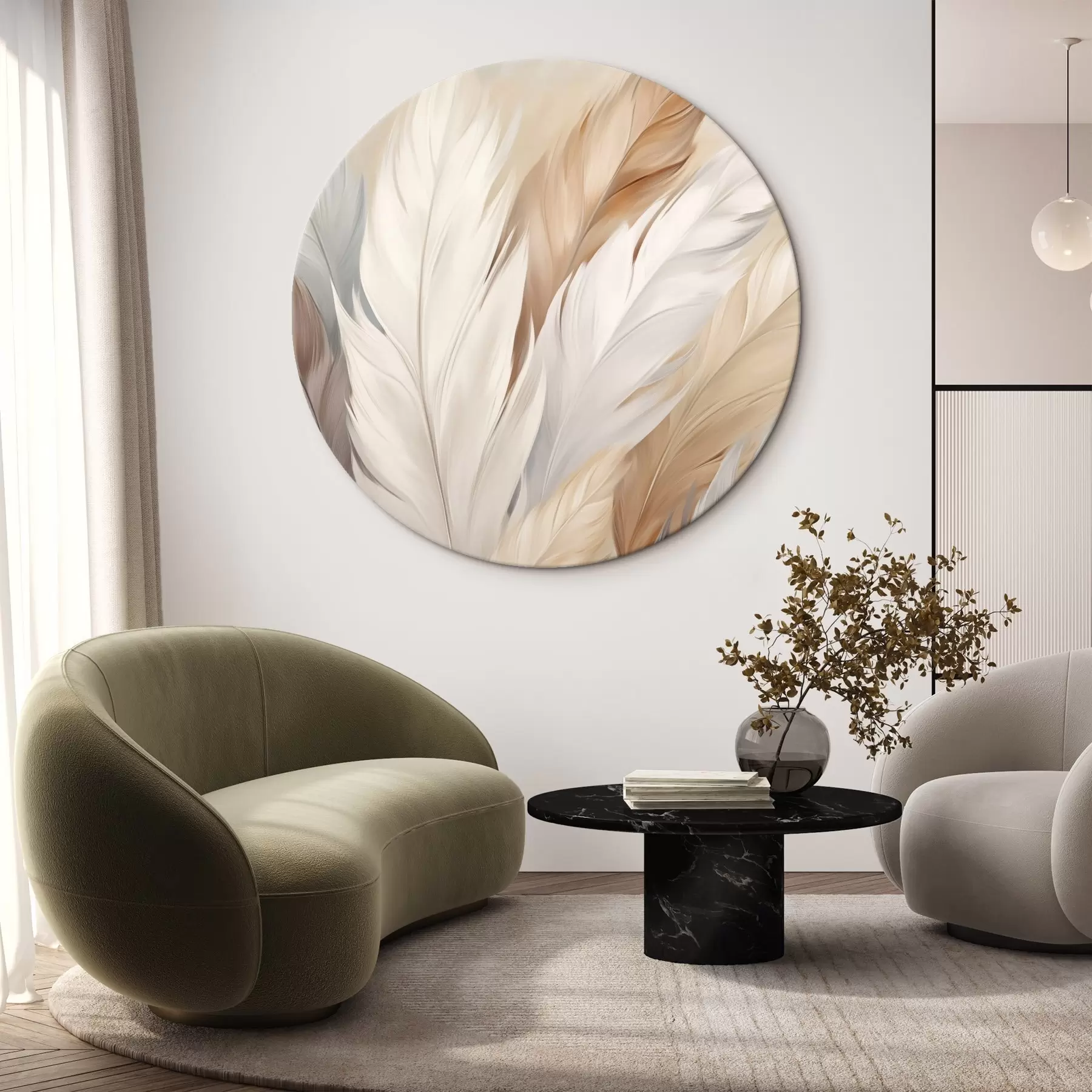 Tableau Plumes douces dans les tons beige et gris r46190