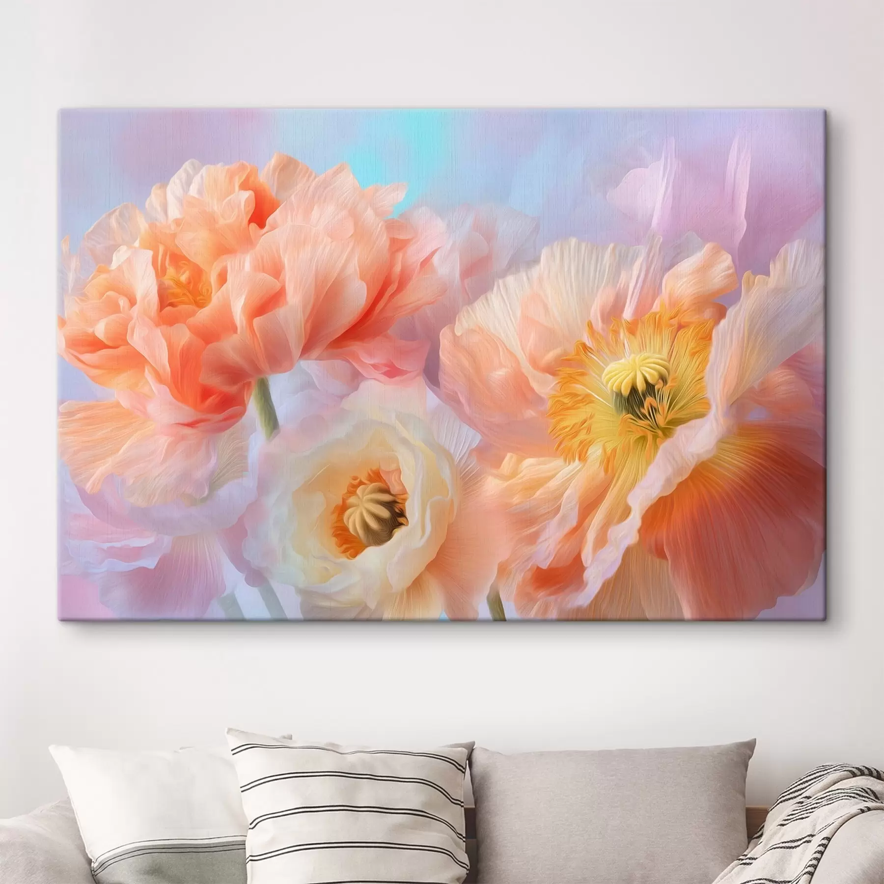 Tableau Fleurs délicates aux tons pastel avec un éclairage doux s46160