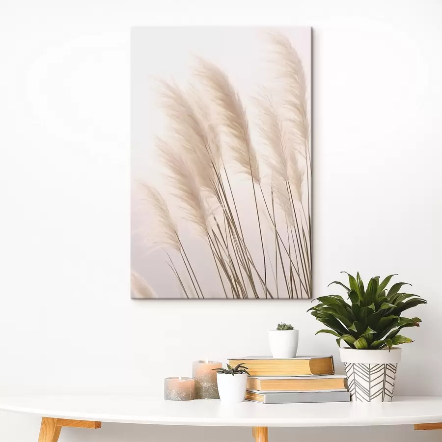 Tableau Herbes légères avec des sommets duveteux sur un fond pâle s46179