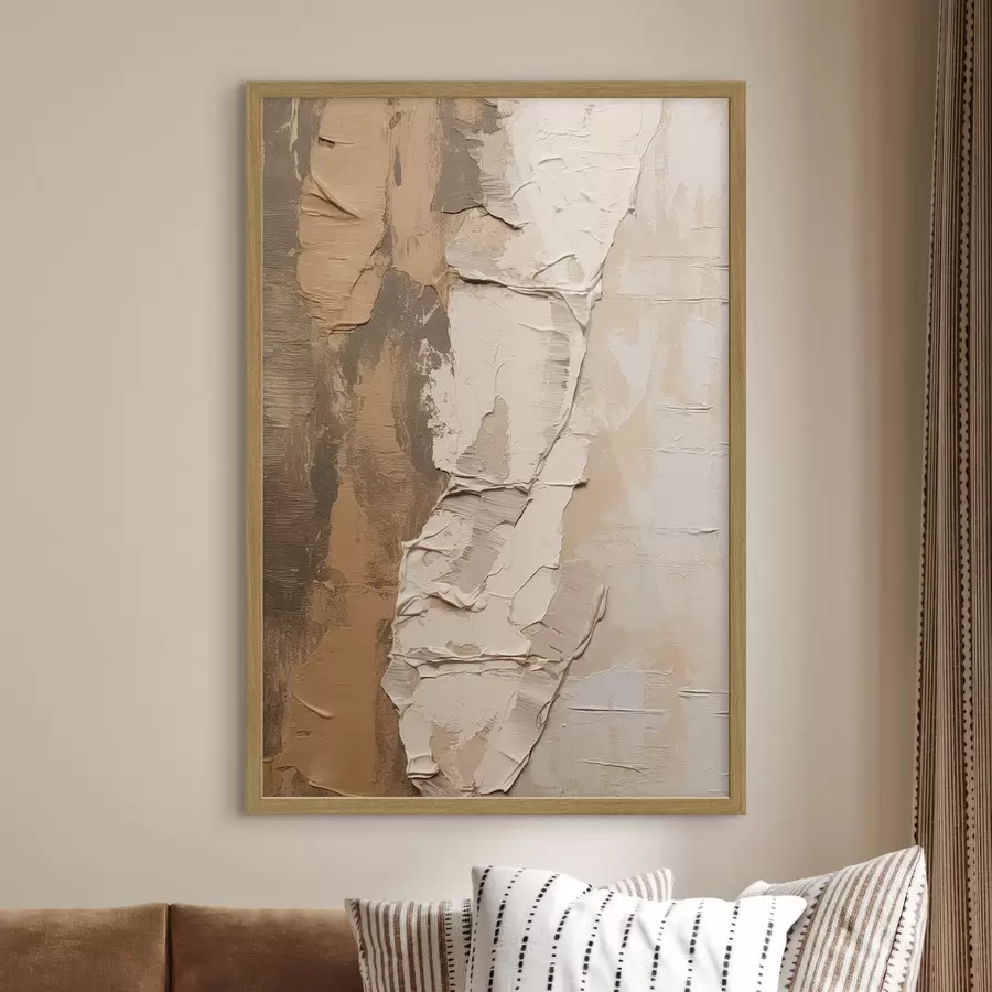 Papier peint Peinture abstraite aux coups de pinceau épais, tons beiges et bruns, surface texturée, palette de couleurs neutres f46272