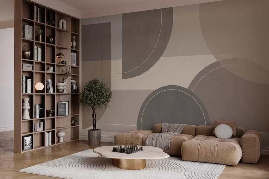 Papier peint géométrie moderne aux couleurs naturelles w04811