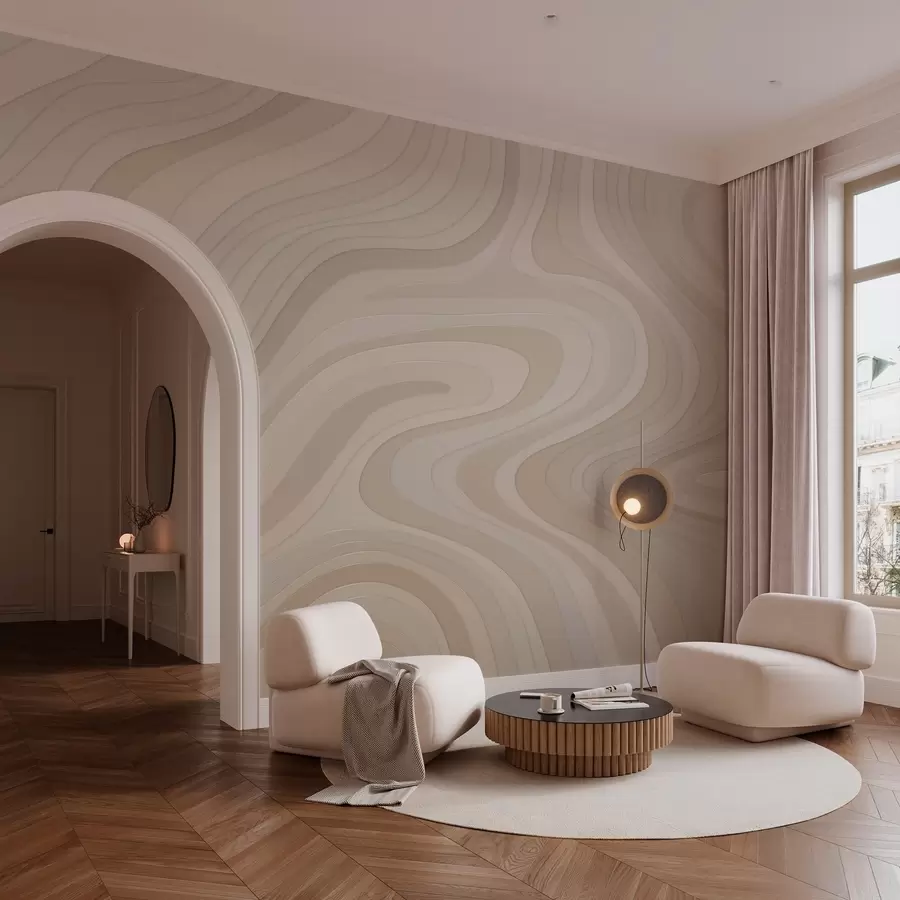 Papier peint vagues abstraites dans des tons poudrés w04813