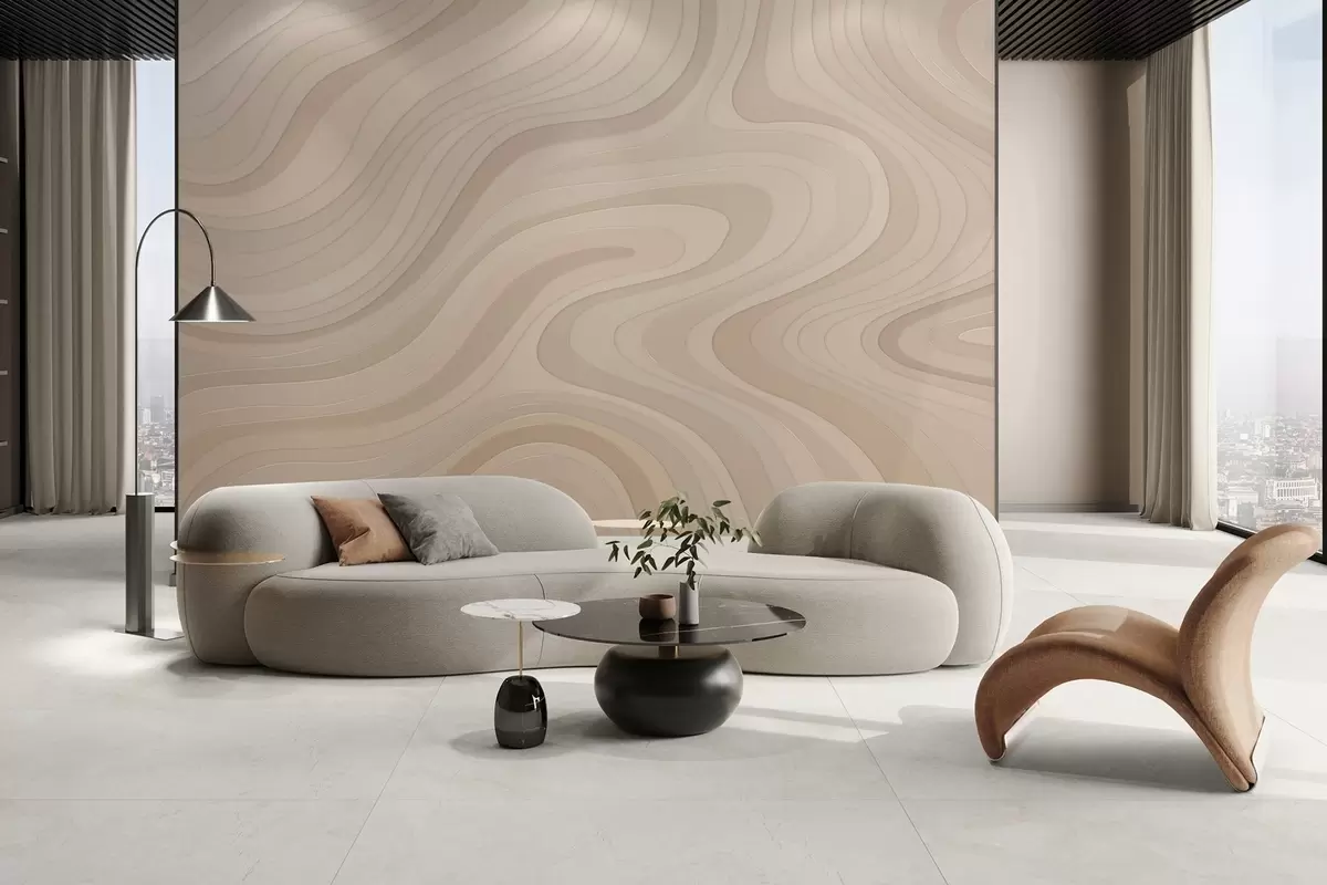 Papier peint vagues abstraites dans des tons poudrés w04813