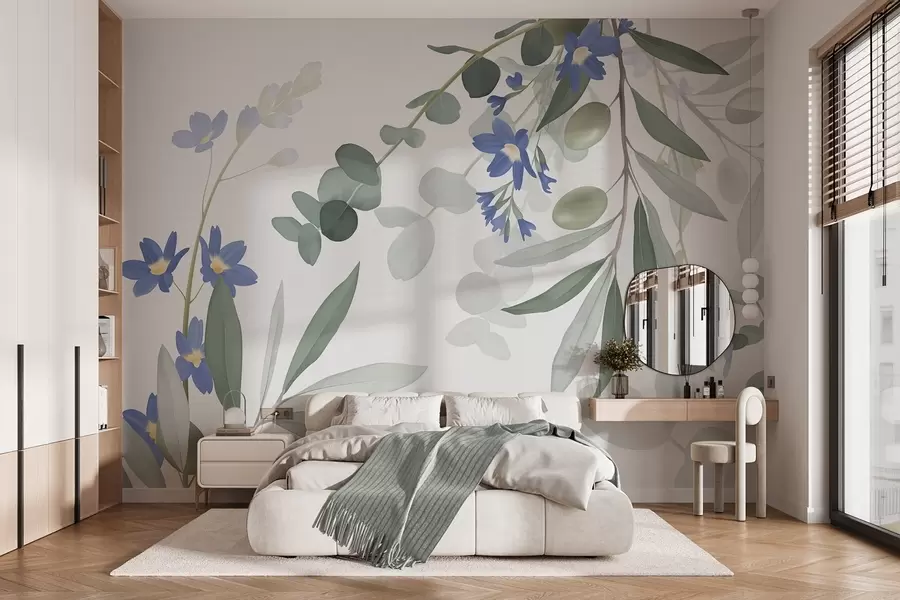 Papier peint Branches et fleurs d'eucalyptus w04821