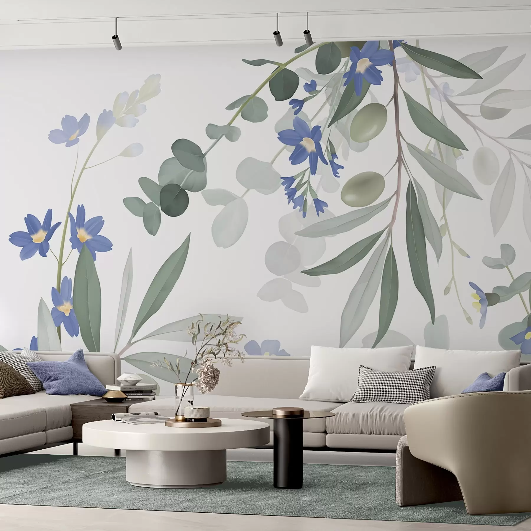 Papier peint Branches et fleurs d'eucalyptus w04821