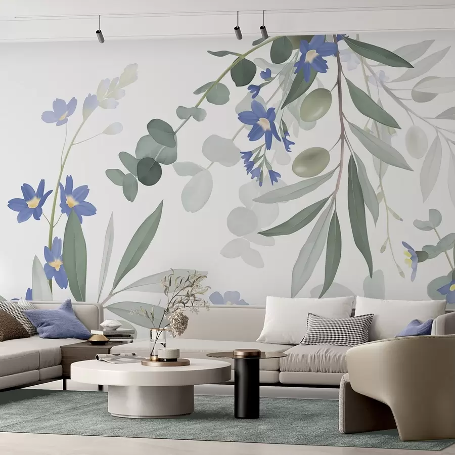Papier peint Branches et fleurs d'eucalyptus w04821 buy France - Uwalls.fr Papier peint Branches et fleurs d'eucalyptus w04821